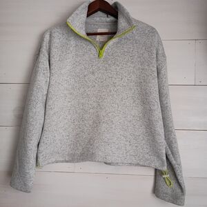 Thread & Supply Light Gray Neon Quarter-Zip Pullover Sweatshirt - Small